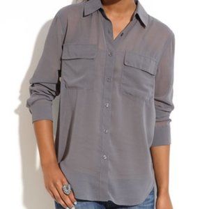 Lush Sheer Button Front Blouse